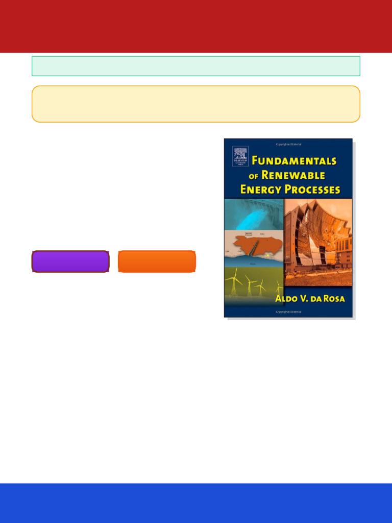 Fundamentals of Renewable Energy Processes 1st Edition Aldo V. Da Rosa ...