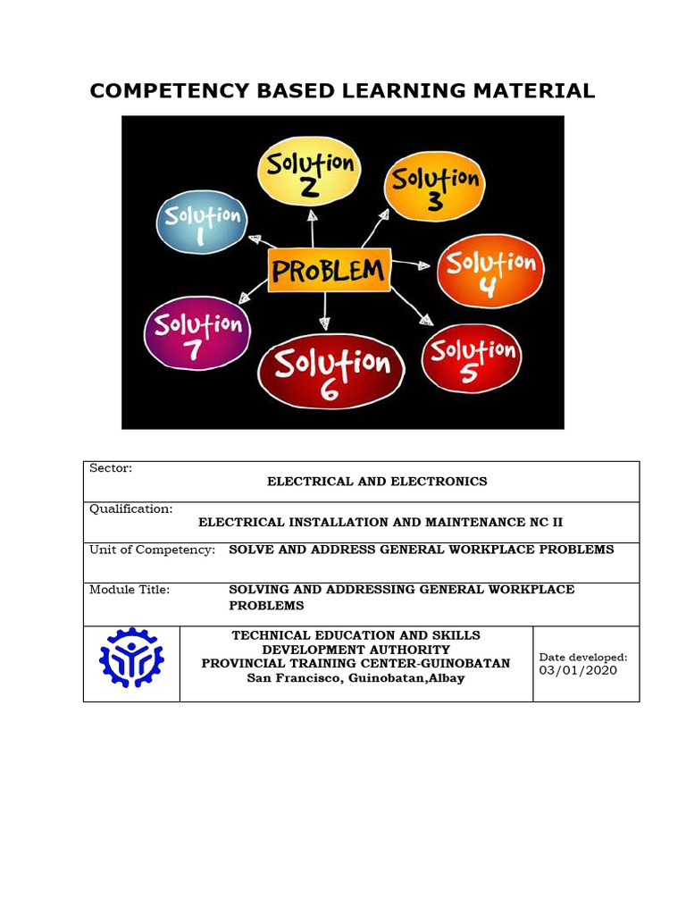 Basic 3. CBLM Solve and Address General WOrkplace Problems | PDF ...