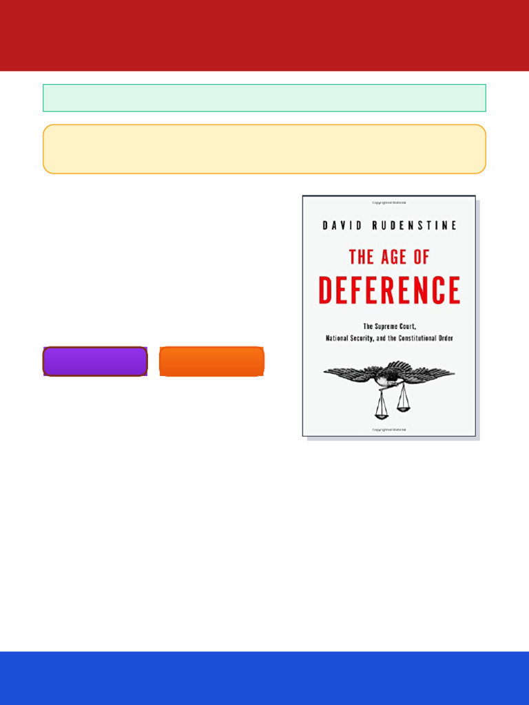 The Age of Deference: The Supreme Court, National Security, and The ...