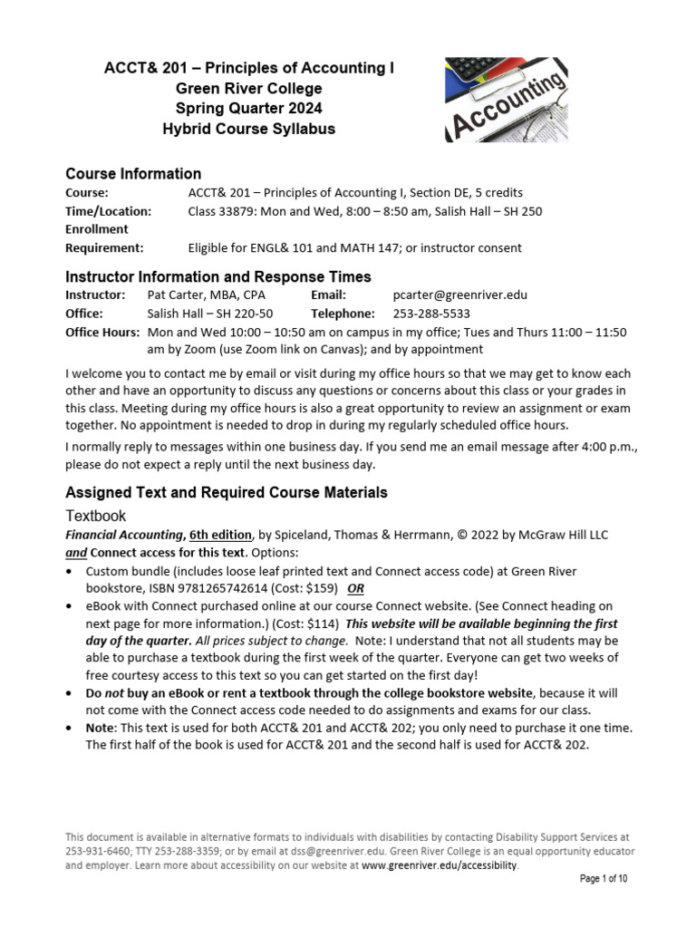 ACCT& 201 Hybrid Course Syllabus | PDF | Plagiarism | Academic Dishonesty