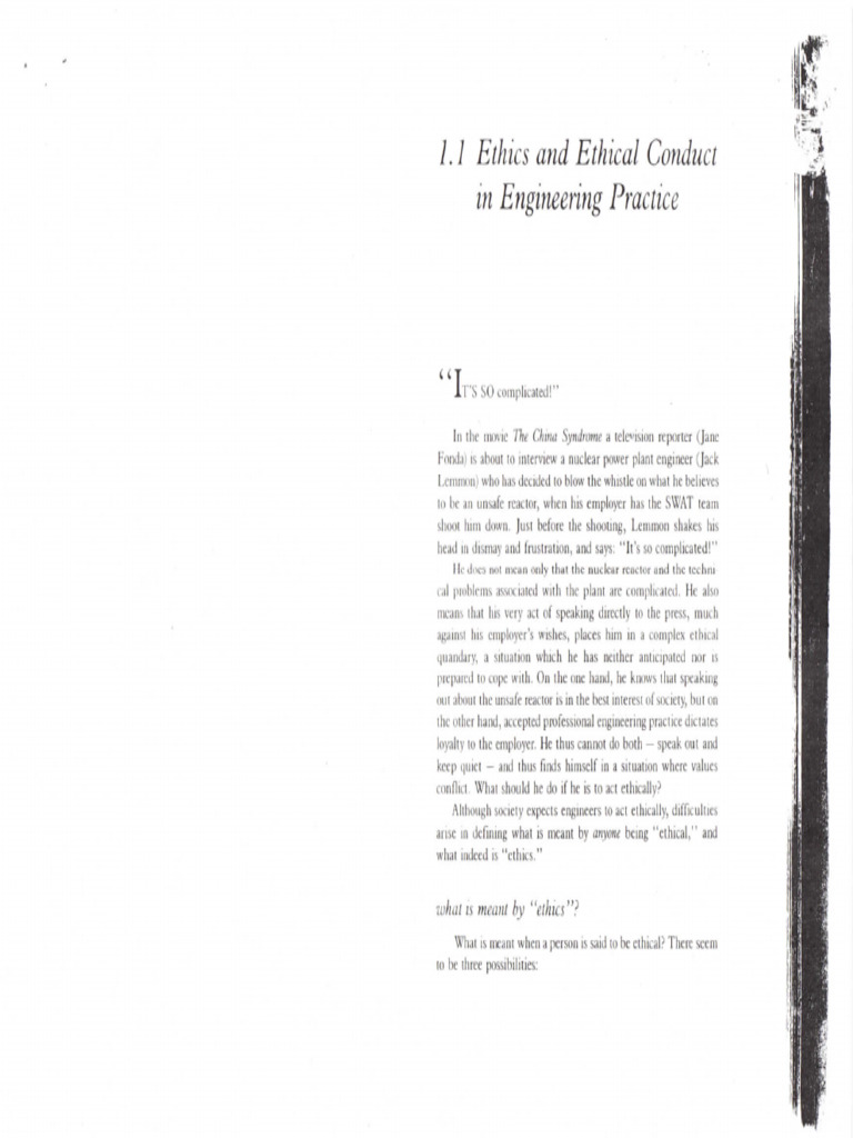Ethics and Ethical Conduct in Engineering Practice | PDF