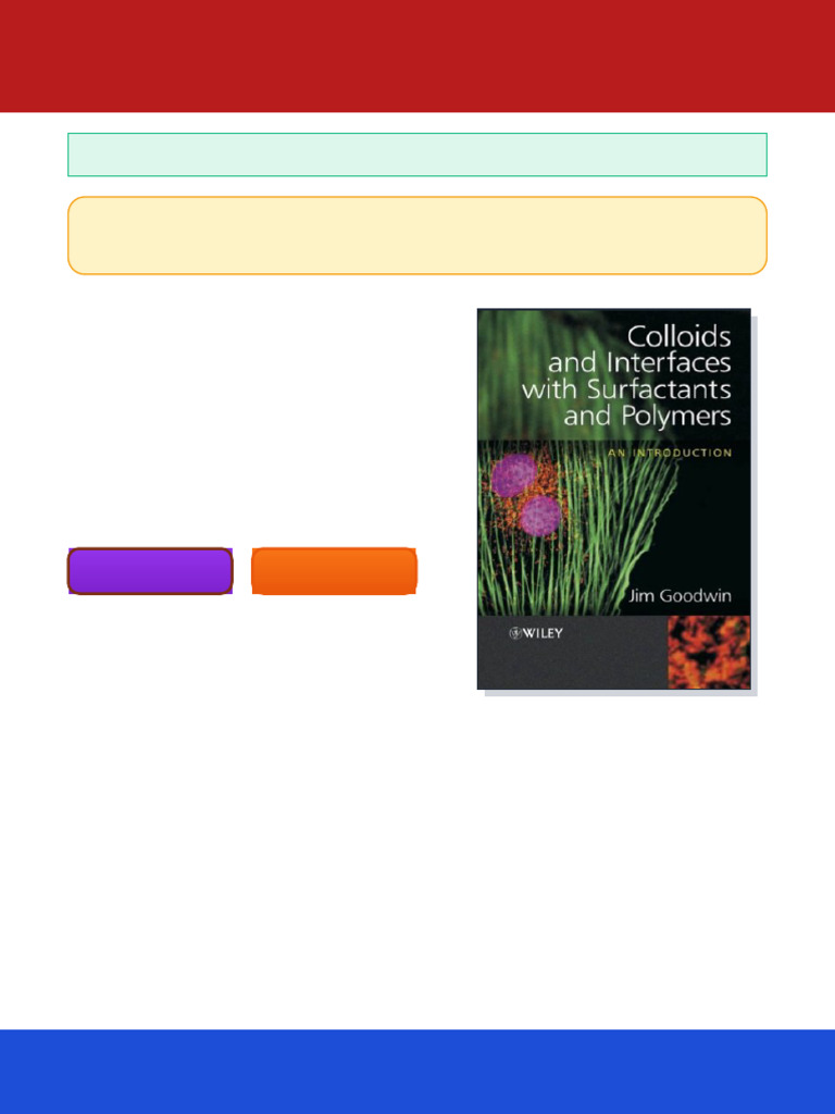Colloids and Interfaces With Surfactants and Polymers An Introduction ...