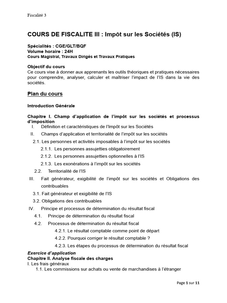 Comprendre l'Impôt sur les Sociétés (IS) | PDF | Impôts | Taxe d'entreprise