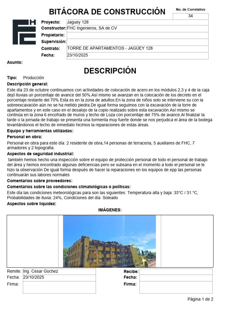 Bitacora - 28 23 10 25 | PDF