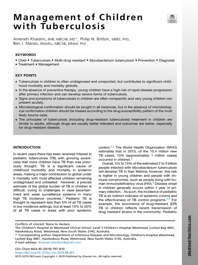 Pediatric Tuberculosis Management Guide | PDF | Tuberculosis ...