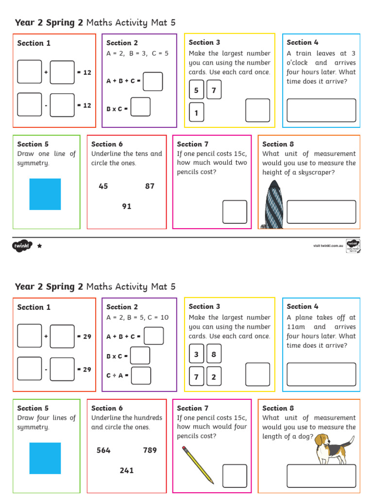 Year 2 Spring 2 Maths Activity Mat | PDF | Units Of Measurement ...
