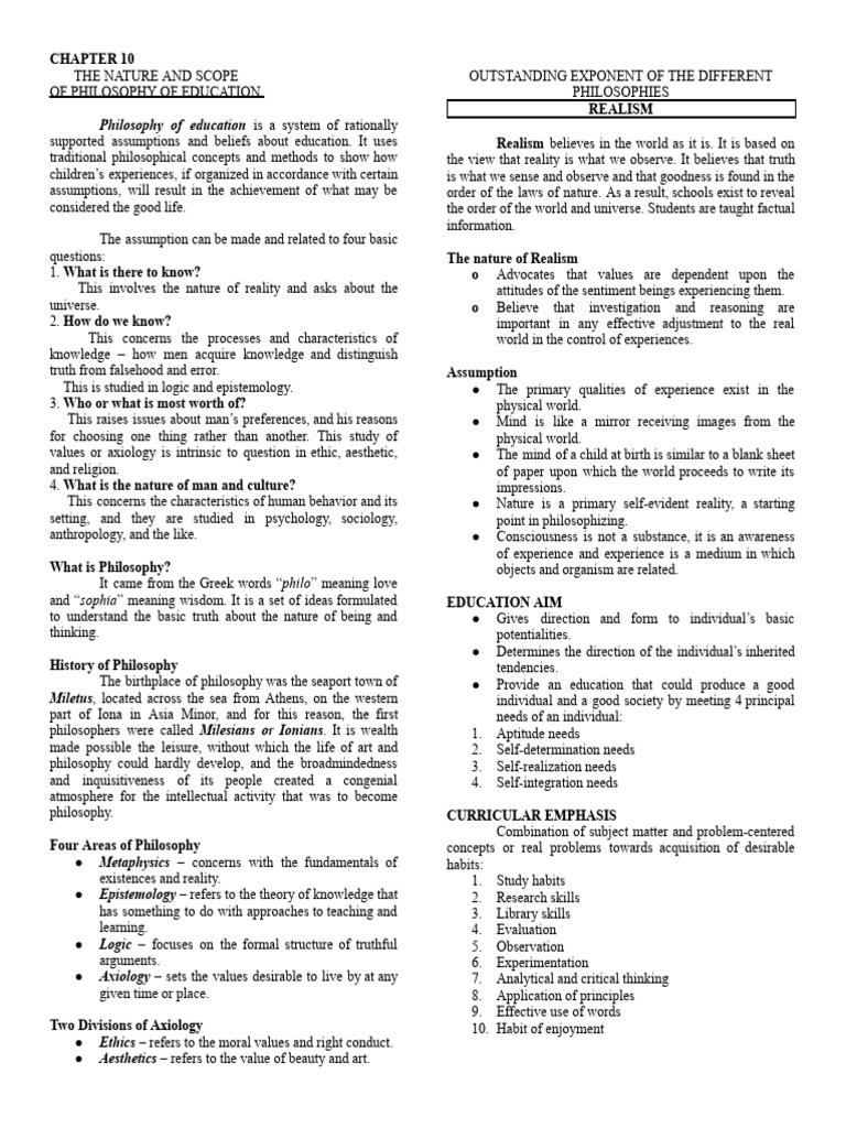 Philosophy of Education Overview | PDF | Plato | Curriculum