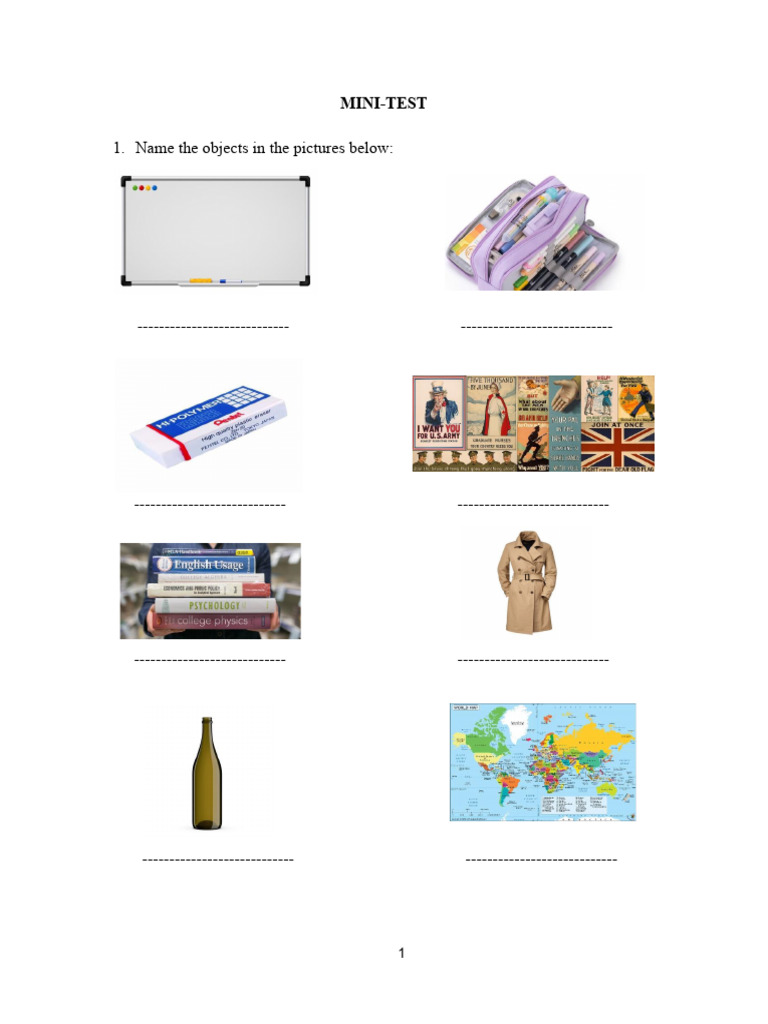 Classroom Object Identification Test | PDF