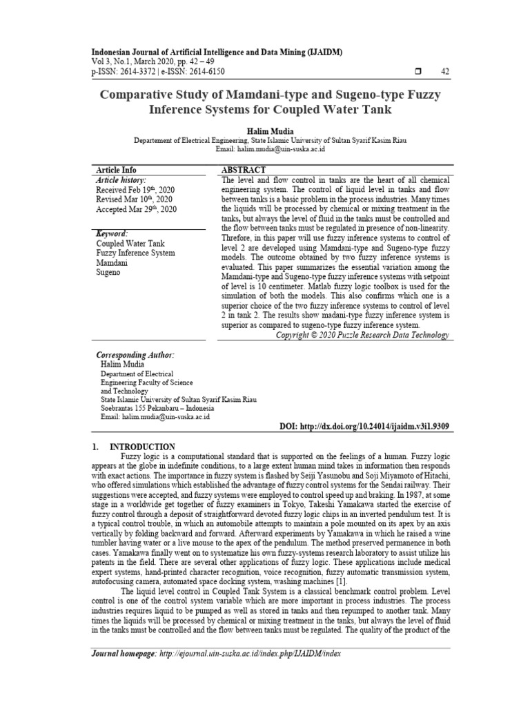 Comparative Study of Mamdani Type and Su 6f6bc866 | PDF | Fuzzy Logic ...