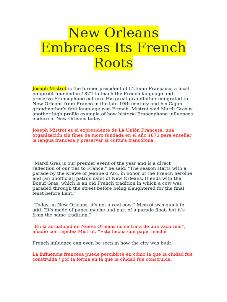 New Orleans Embraces Its French Roots | PDF | New Orleans | Mississippi ...