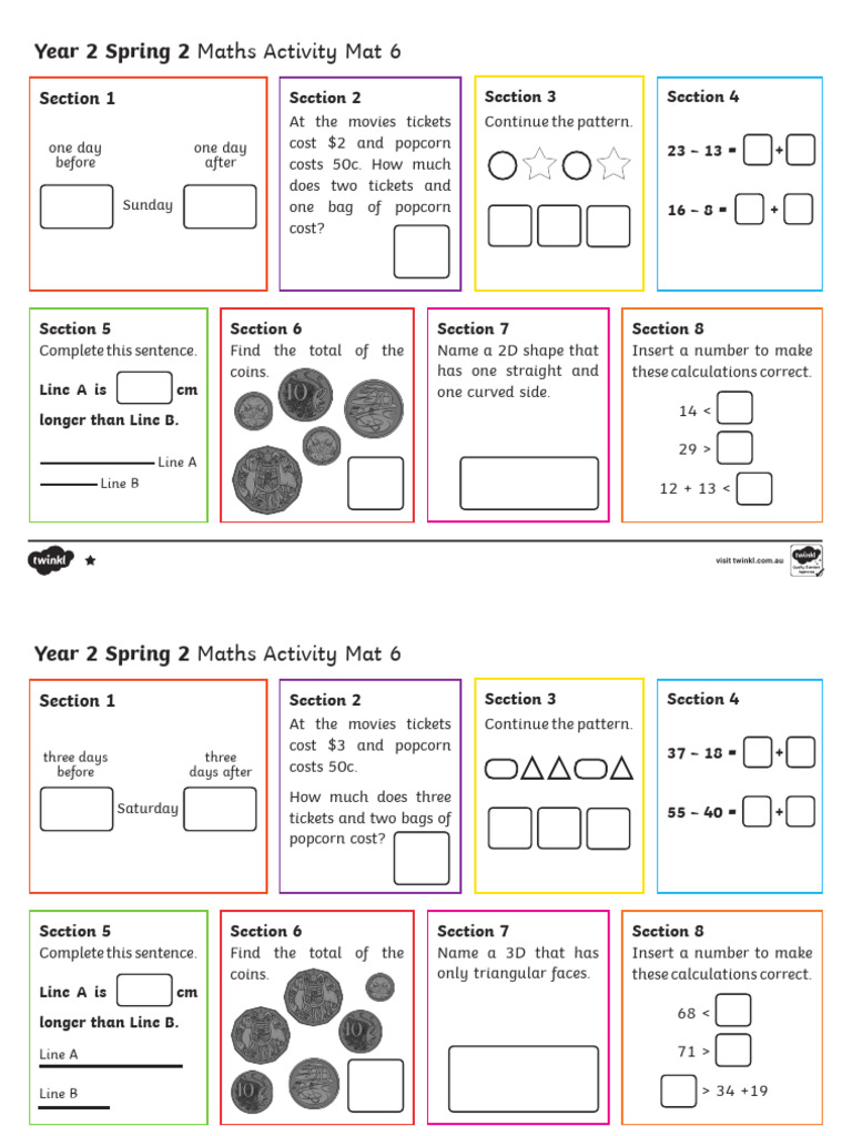 Year 2 Maths Spring 2 Mat 6 | PDF
