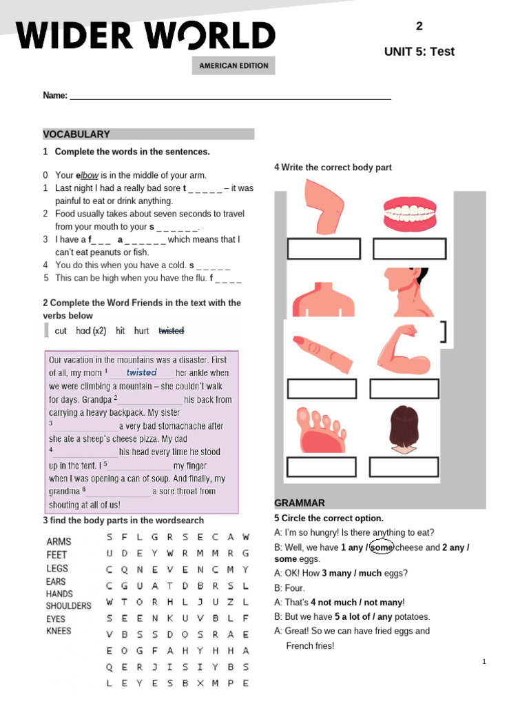 Unit 5 Vocabulary and Grammar Test | PDF