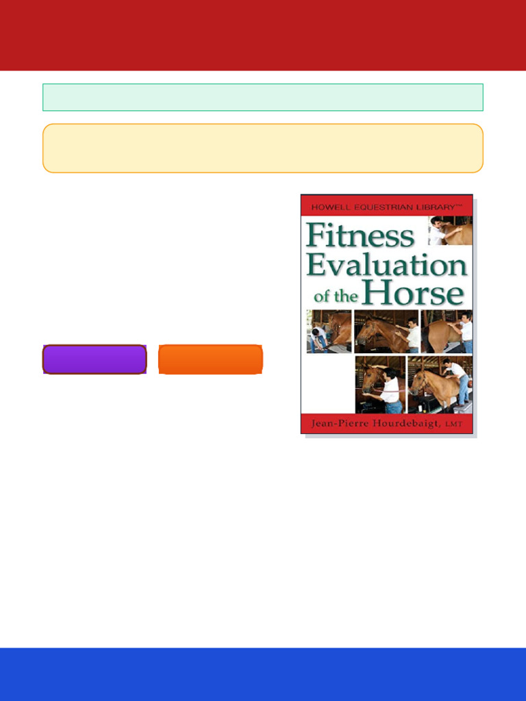 Fitness Evaluation of The Horse 1st Edition Jean-Pierre Hourdebaigt ...