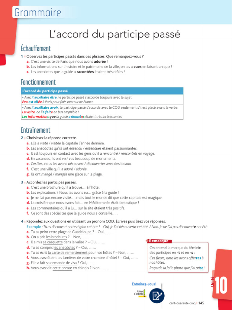 Accord du Participe Passé en Français | PDF | Grammaire | Syntaxe