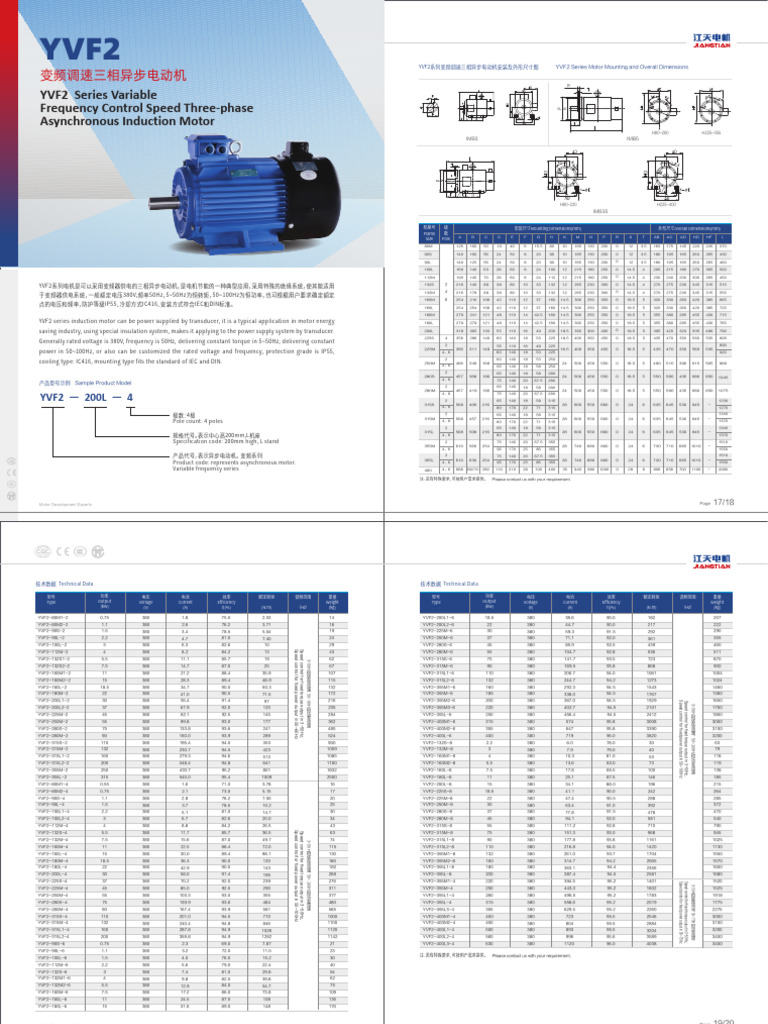 Yvf2 Series Variable Frequency Speed Control Motor | PDF