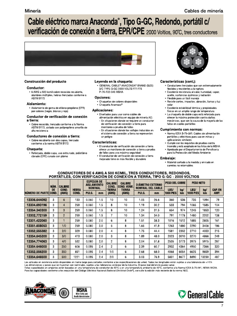 Ficha Técnica - Cable G-GC | PDF