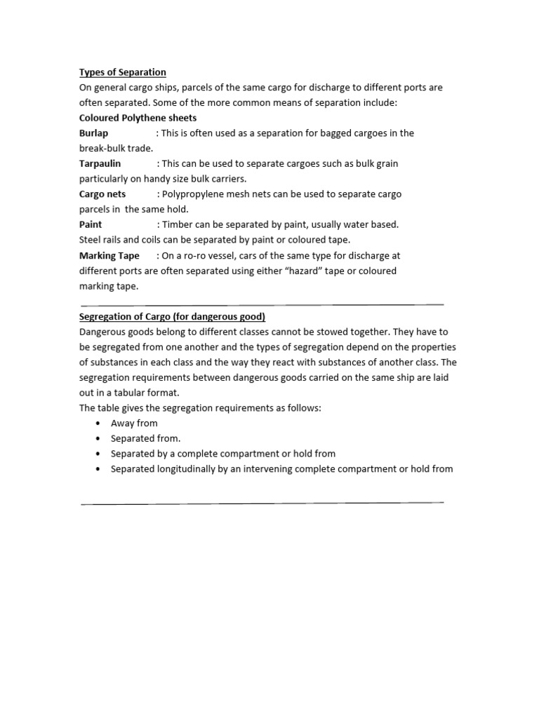 Cargo Separation and Container Stowage Guide | PDF | Cargo | Shipping