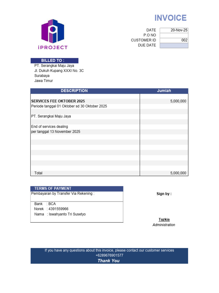 Invoice for Services - October 2025 | PDF
