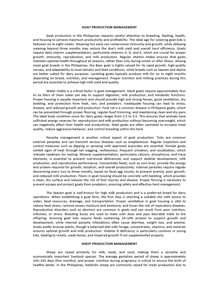 Goat and Sheep Production Management Guide | PDF | Sheep | Goat