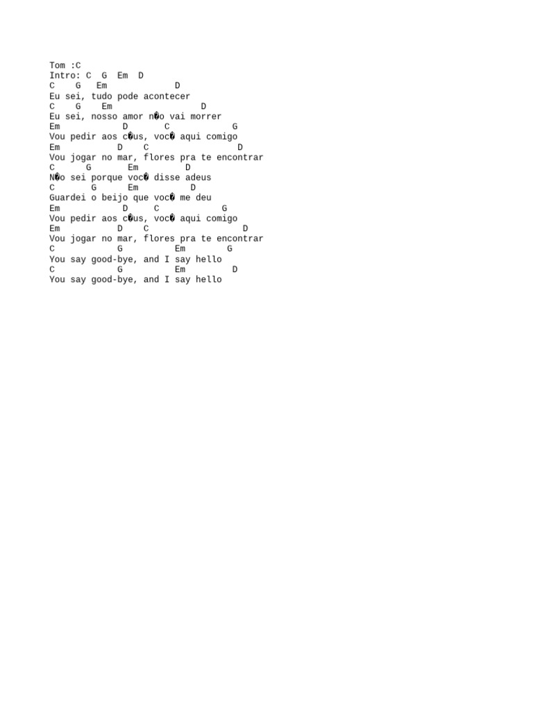 Letra da Música: Adeus e Olá | PDF