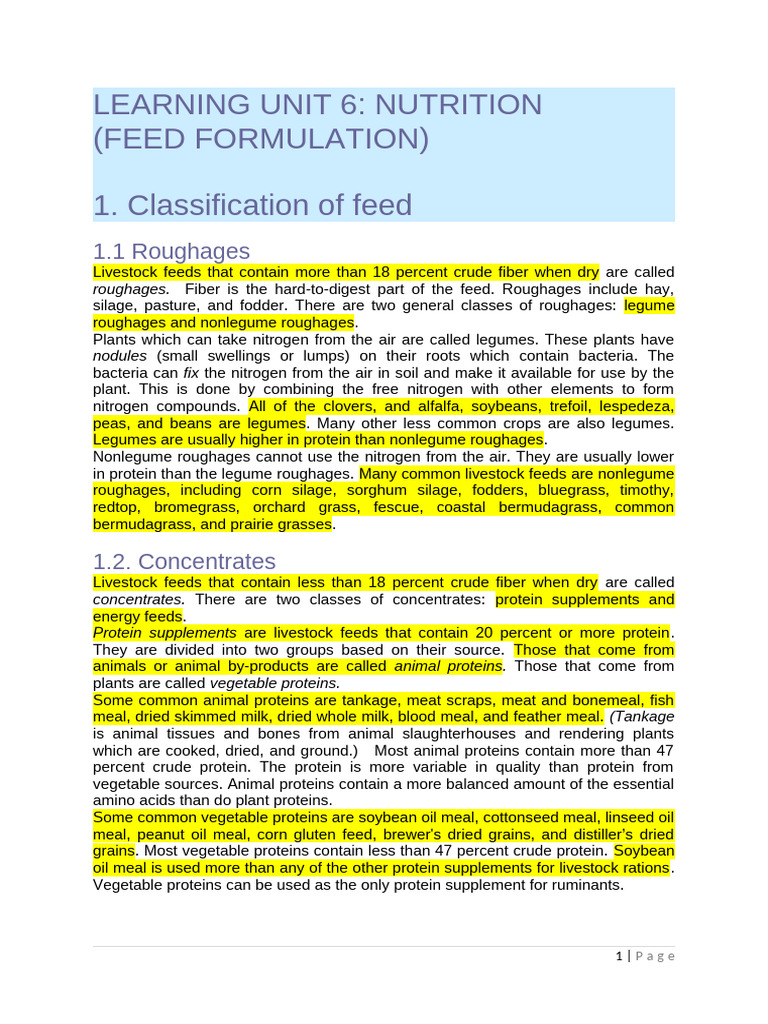 Feed Formulation for Livestock Nutrition | PDF | Animal Feed | Legume