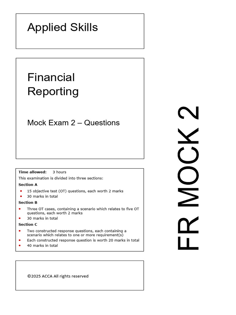 Financial Reporting Mock Exam 2 Questions | PDF | Expense | Depreciation