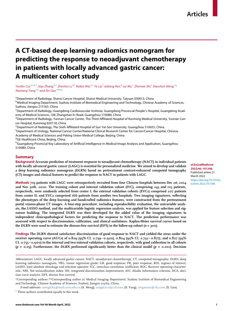 Cui 等 - 2022 - A CT-based Deep Learning Radiomics Nomogram for ...
