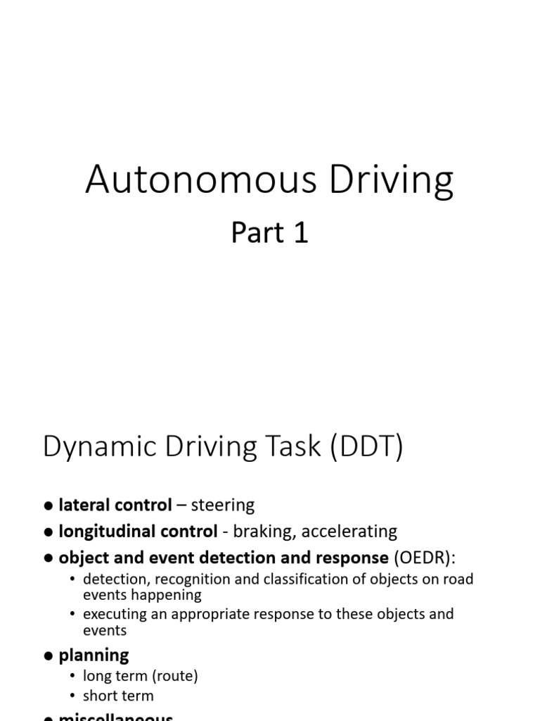 Autonomous Driving: Dynamic Task Overview | PDF | Traffic ...