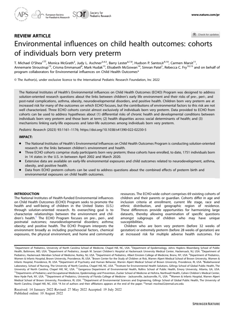2022 Article 2230 | PDF | Neonatal Intensive Care Unit | Preterm Birth