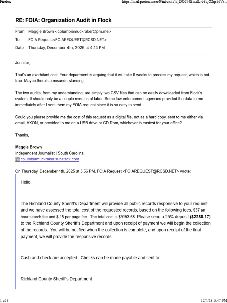 FOIA Request for Flock Audit Records | PDF | Freedom Of Information Act ...