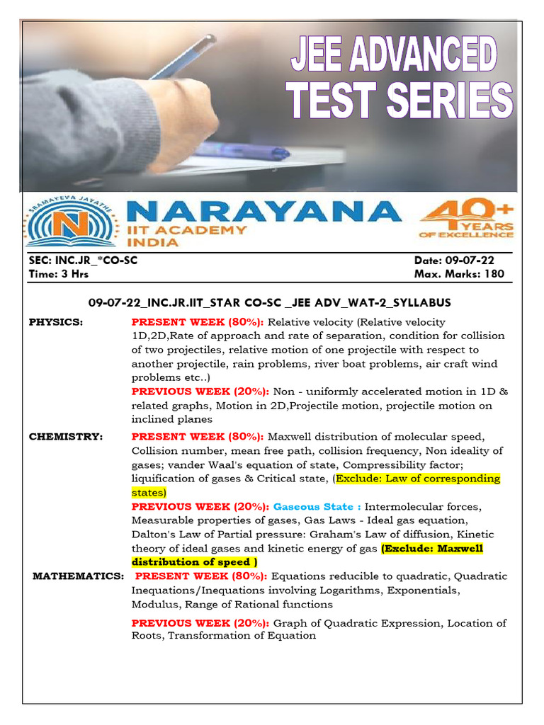 JEE Advanced Syllabus Overview | PDF | Gases | Temperature