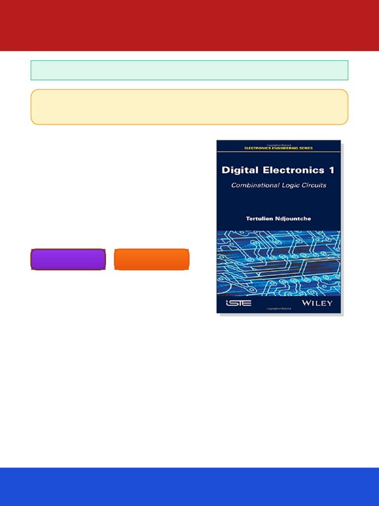 Digital Electronics Volume 1 Combinational Logic Circuits 1st Edition ...
