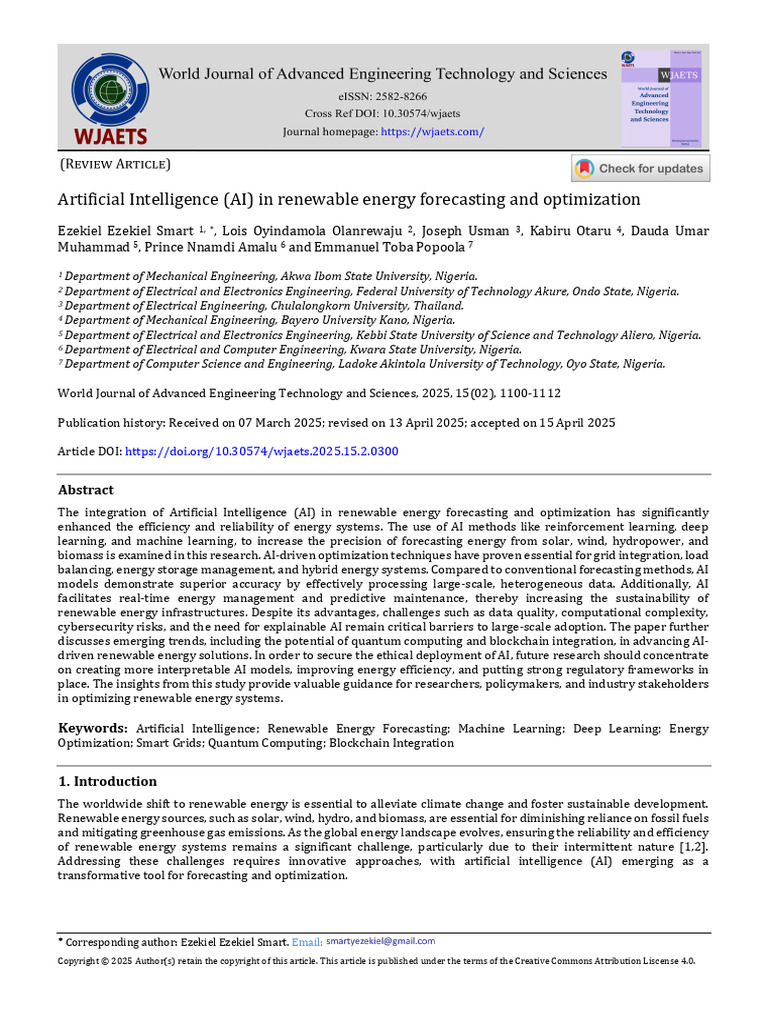 AI in Renewable Energy Optimization | PDF | Artificial Intelligence ...