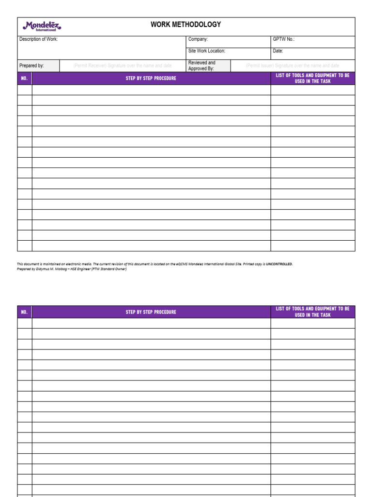 Work Methodology and Procedure Guide | PDF