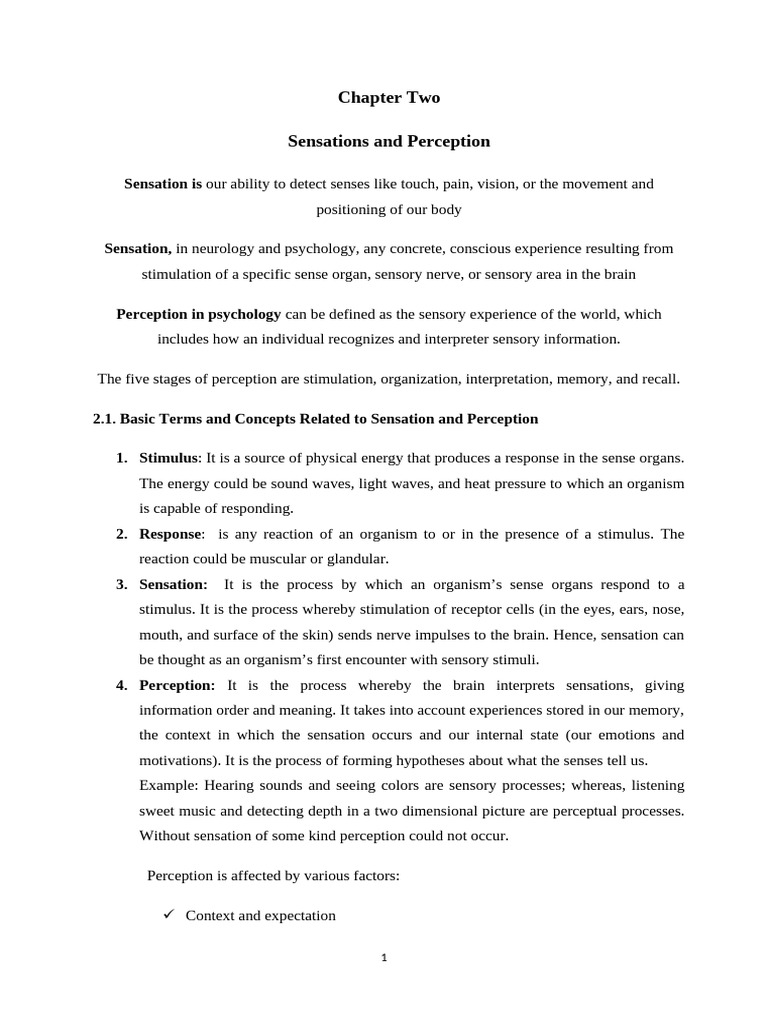 Sensation and Perception Explained | PDF | Perception | Senses