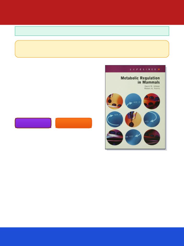 Metabolic Regulation in Mammals 1st Edition David Gibson (Author) Ebook
