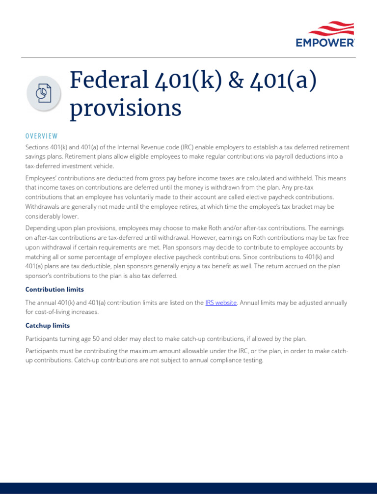Federal 401(k) & 401(a) Plan Overview | PDF | Cost Of Living | 401(K)