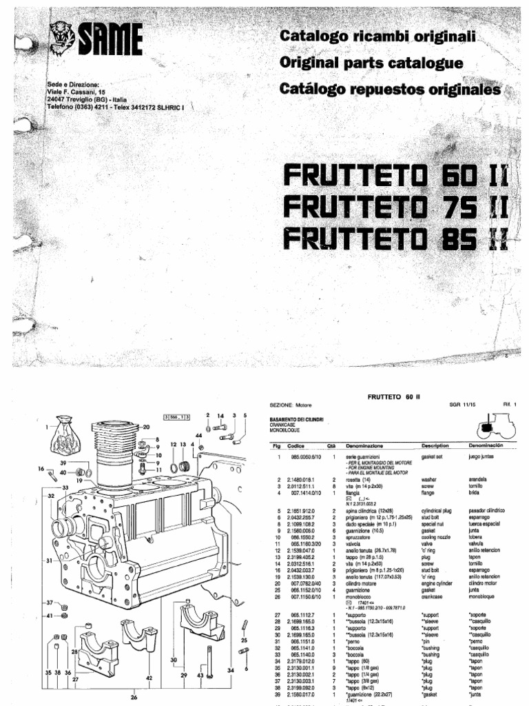 SAME Frutteto II 60-75-85 Engine | PDF