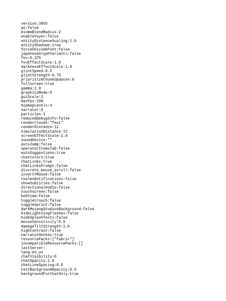 Minecraft Configuration Settings Guide | PDF