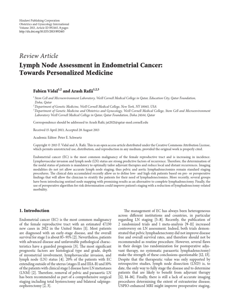 Lymph Node Assessment in Endometrial Cancer | PDF | Radiation Therapy ...