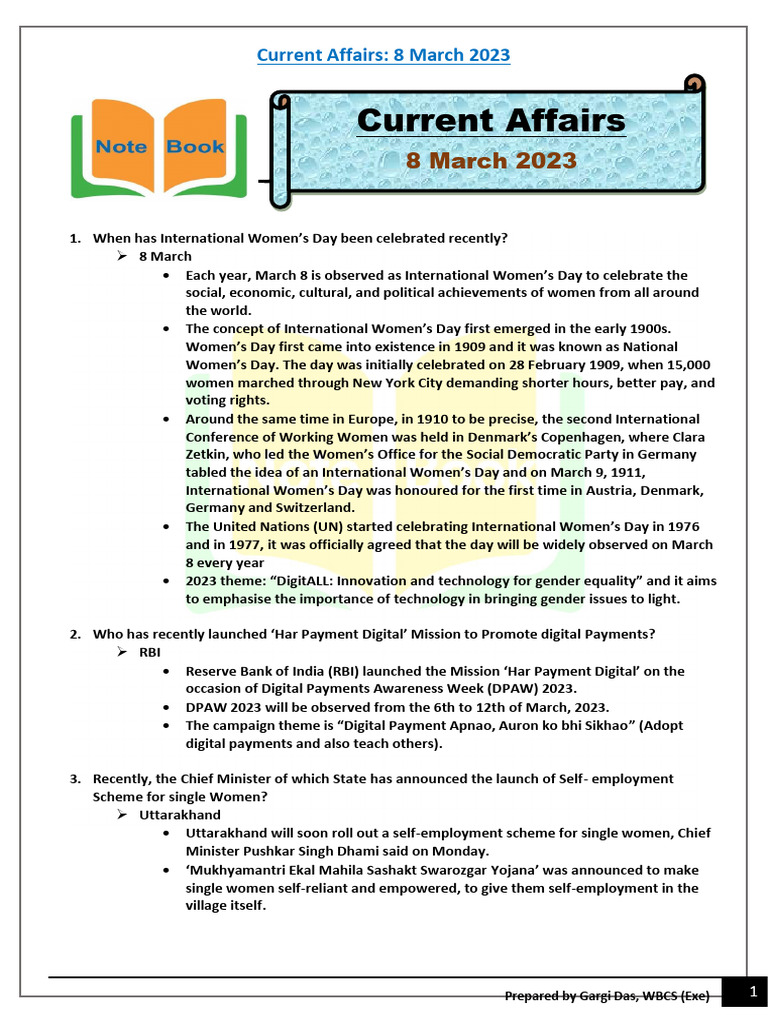 CA 8 March 2023 Note Book | PDF