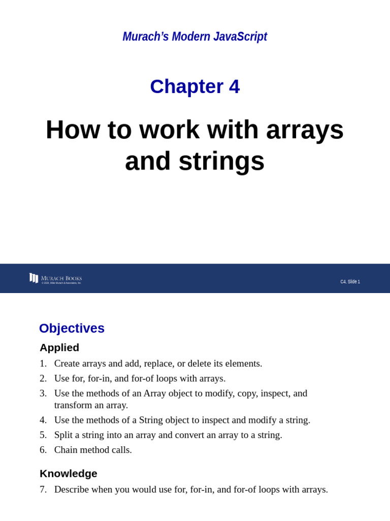 JavaScript Arrays and Strings Guide | PDF | Java Script | String ...