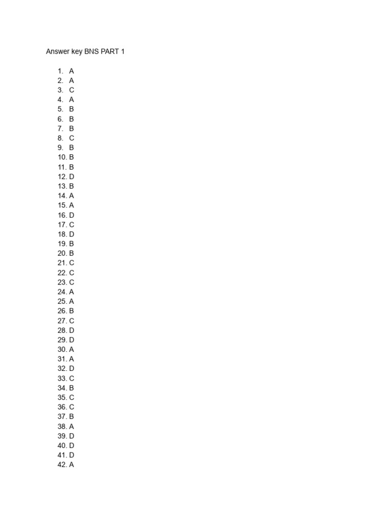 BNS Part 1 Ans Key | PDF