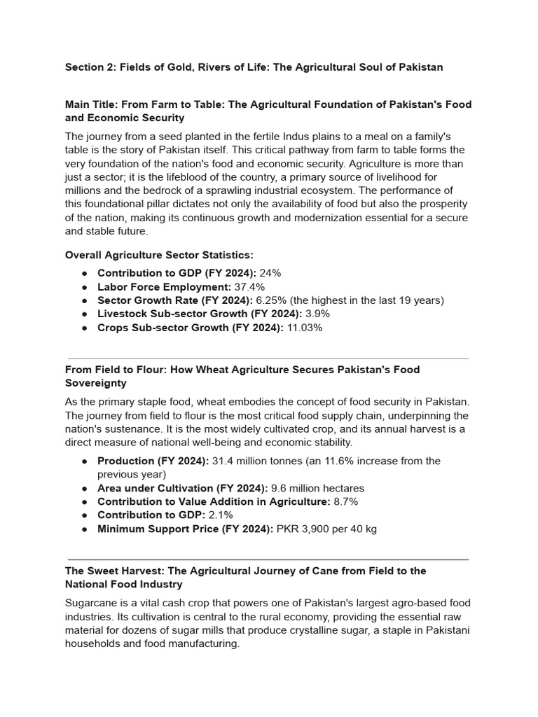 Agricultural Landscape of Pakistan | PDF | Agriculture | Foods