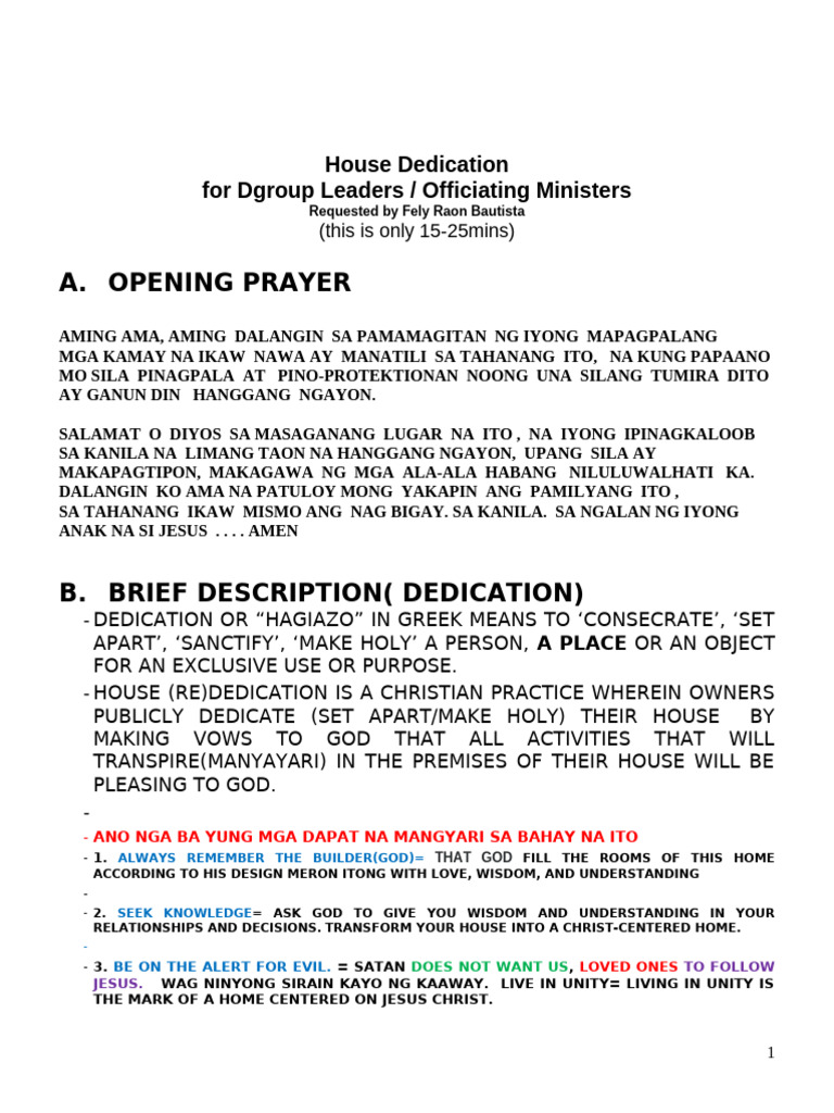 Christian House Dedication Guide | PDF | Eternal Life (Christianity ...