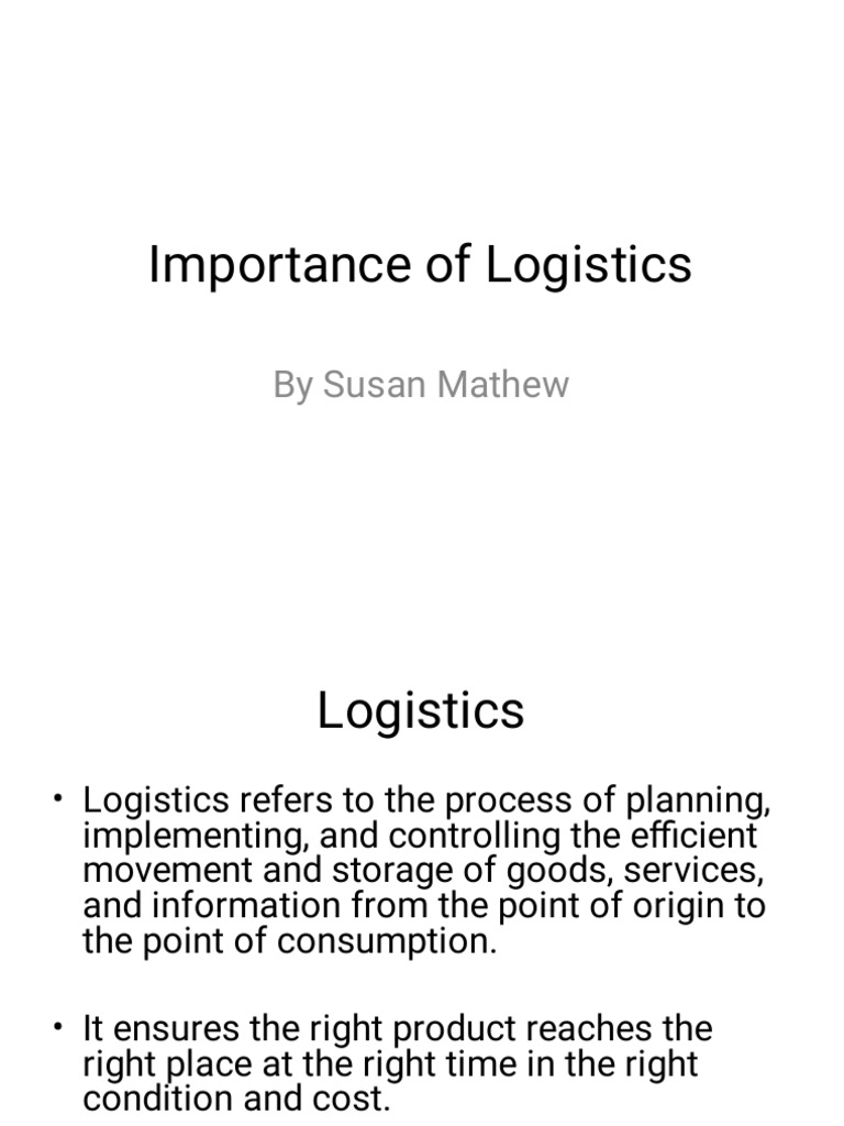Key Benefits of Effective Logistics | PDF