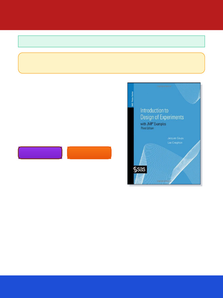 Introduction To Design of Experiments With JMP Examples Third Edition ...