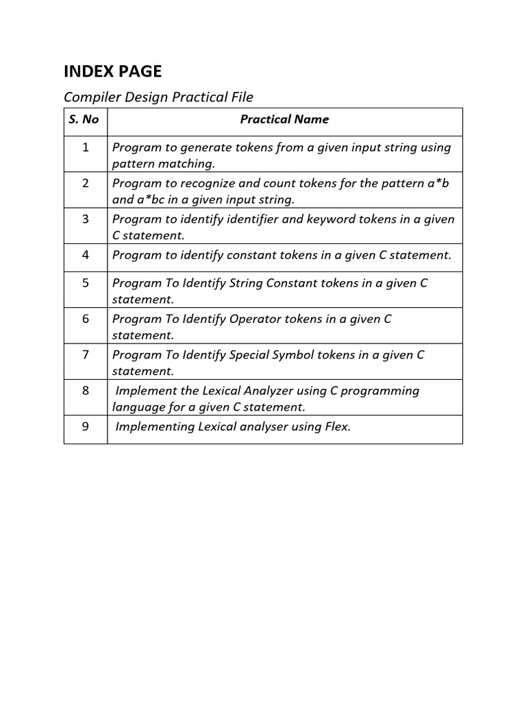 Compiler Design Practical Programs | PDF