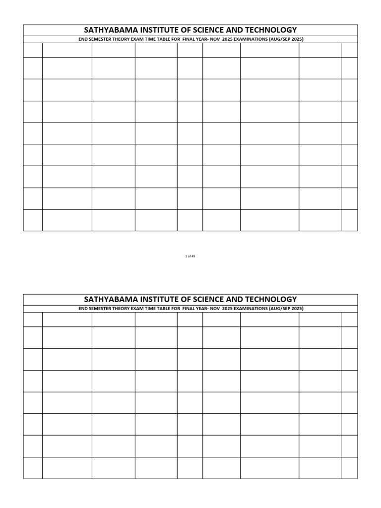 Final Year Exam Timetable 2025 | PDF | Artificial Intelligence ...