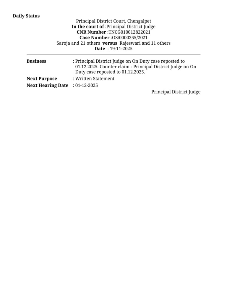 Chengalpet Court Case Status Update | PDF